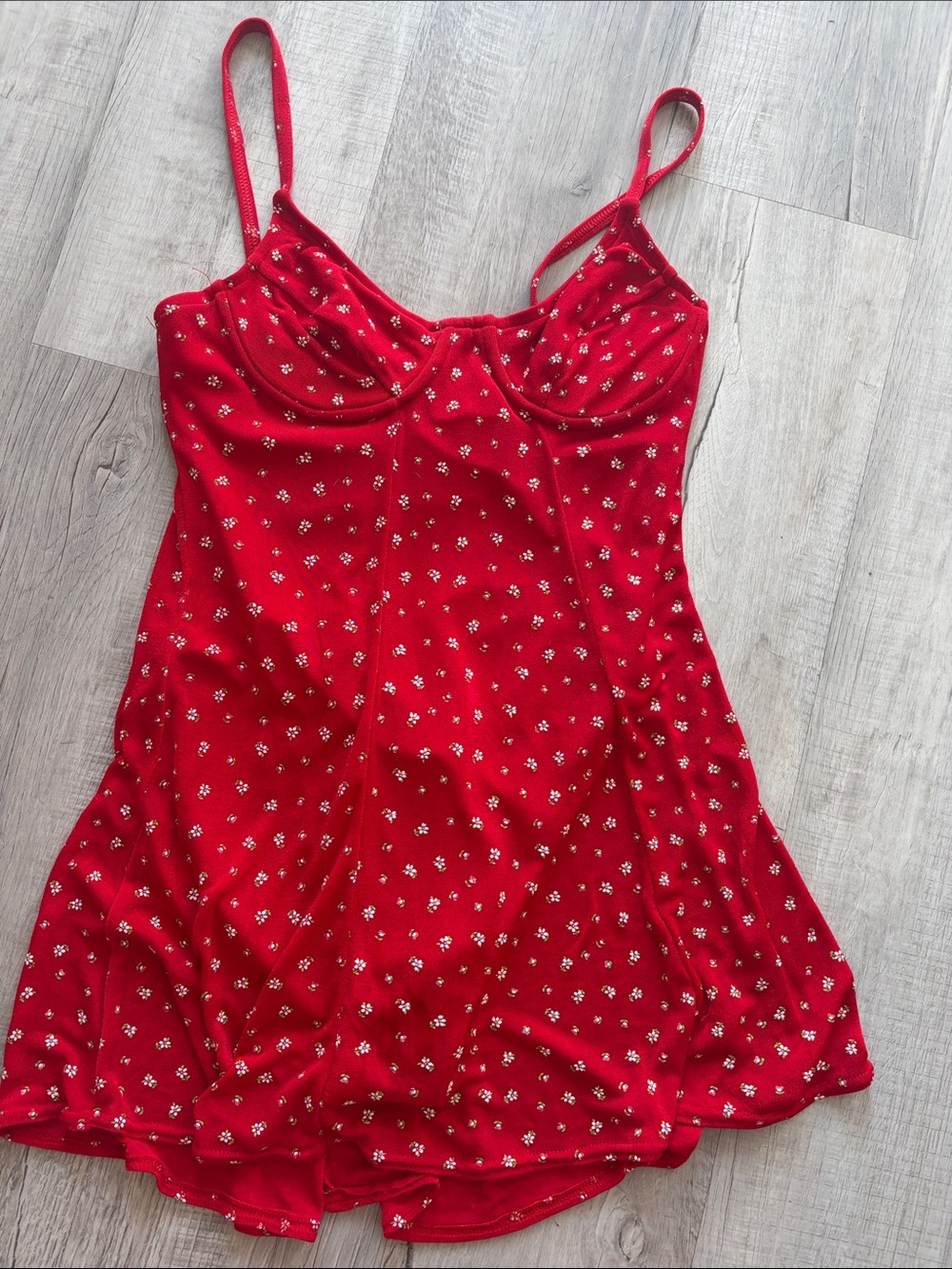 Red floral pin up swim dress